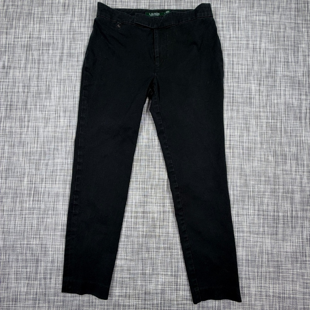 Lauren Ralph Lauren Womens Pants Size 2 Black Stretch Cotton Blend Ankle Slim
